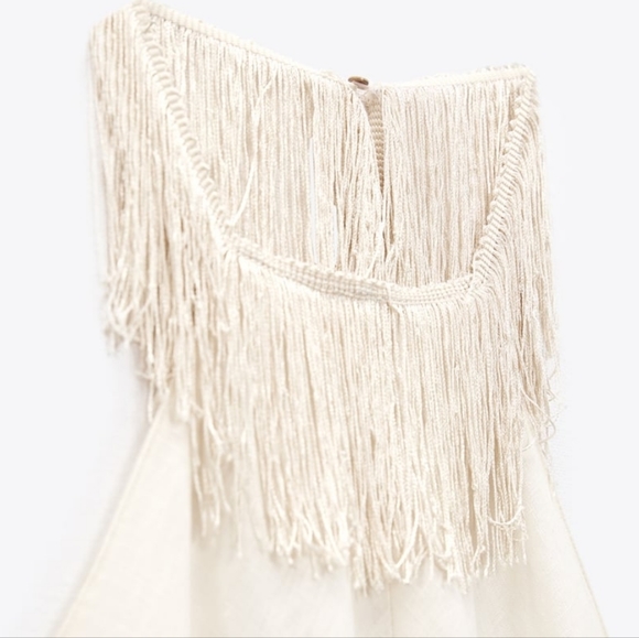 Zara limited edition Linen dress with fringe - Picture 10 of 10